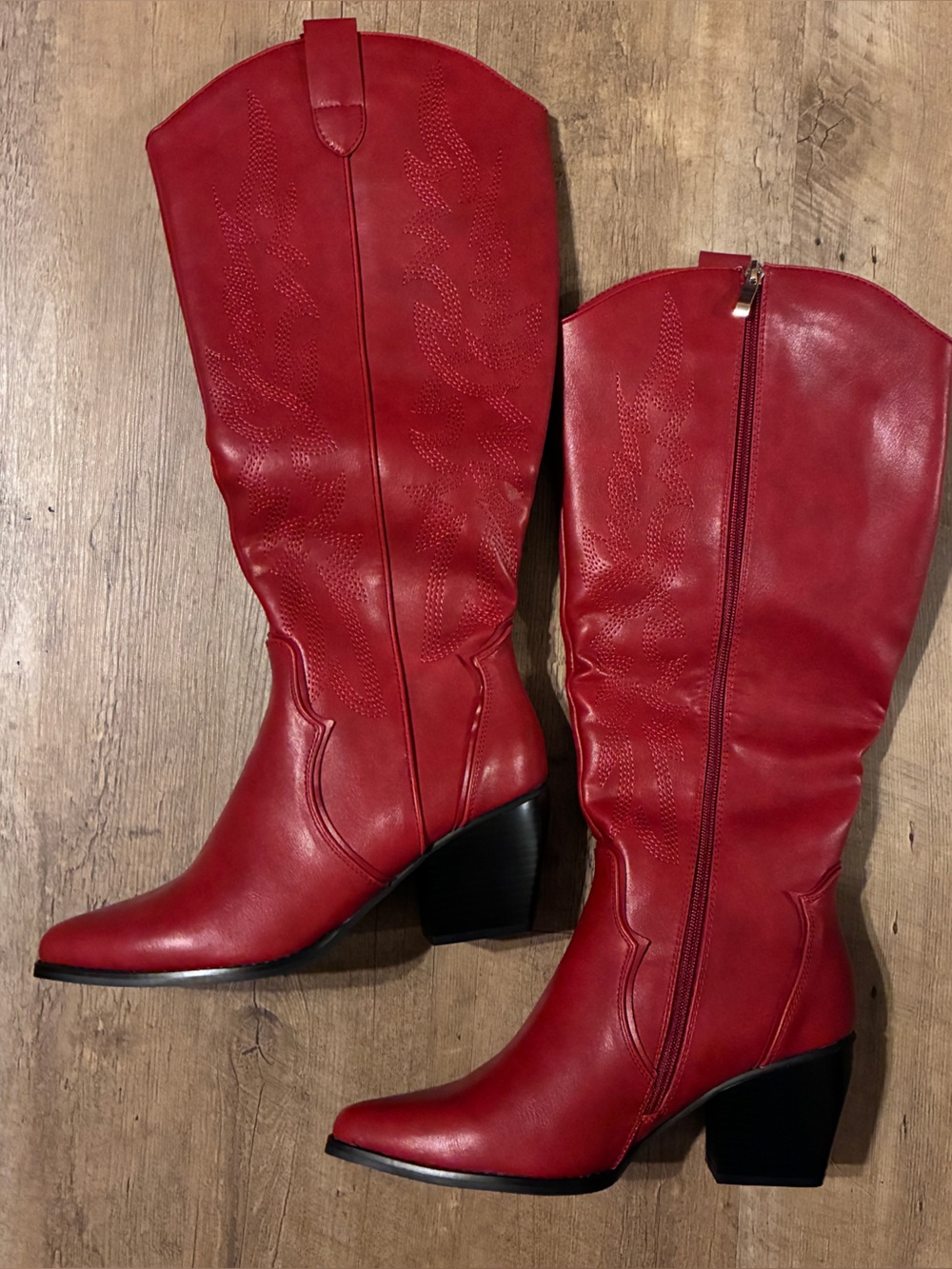 Amazon Red Western-Inspired Boots